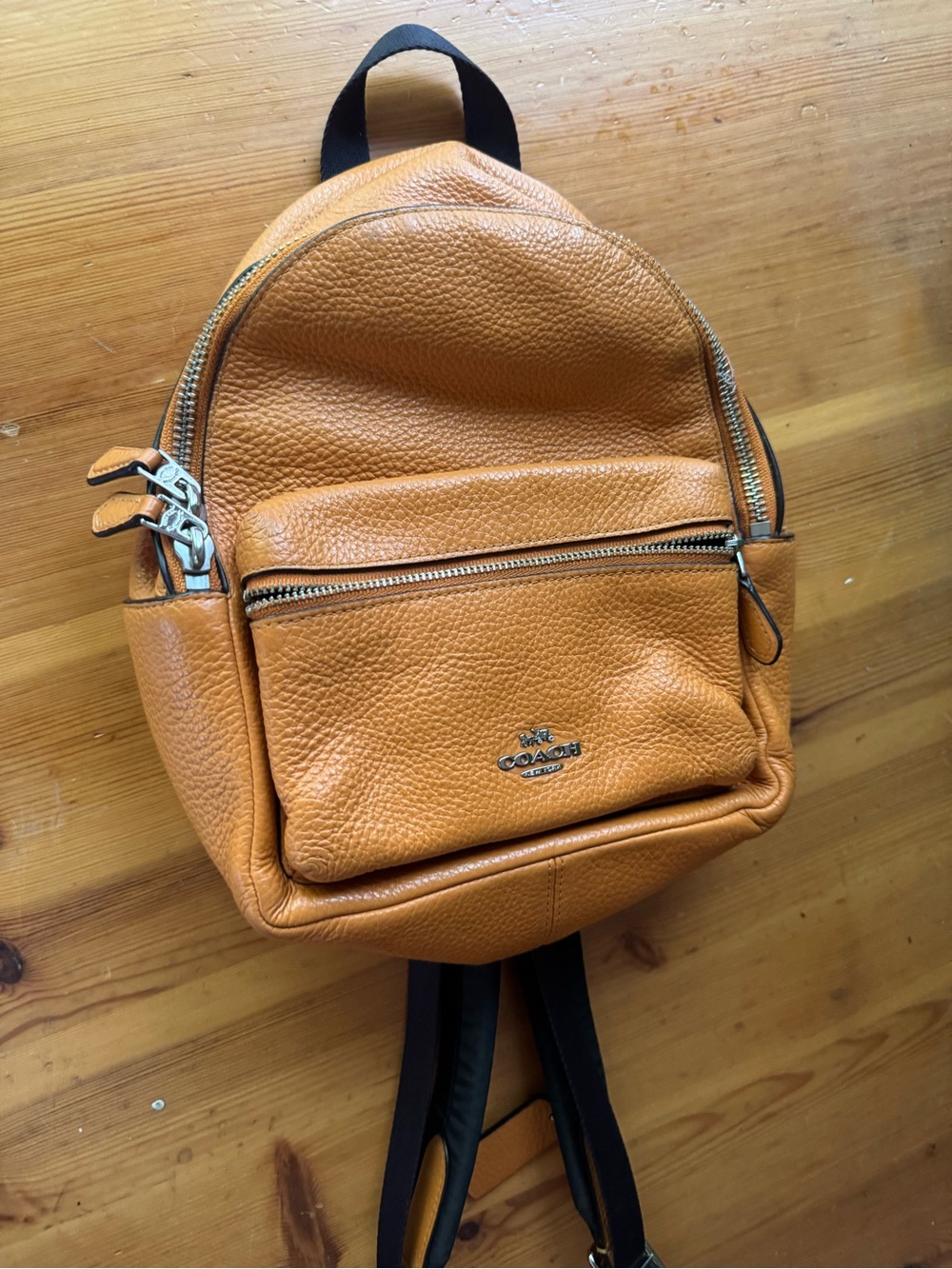 Coach Pebbled Leather Mini Backpack in Tan